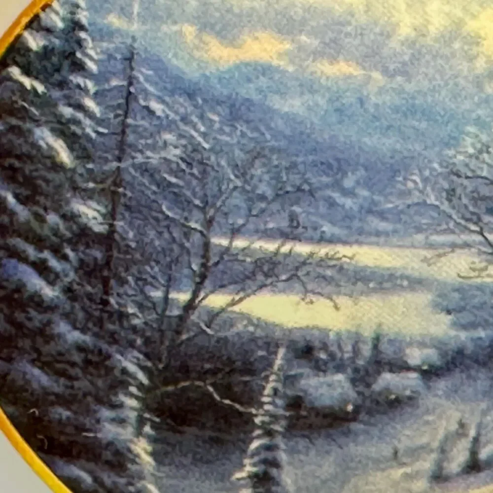 Vintage Thomas Kinkade Sunday Evening Sleigh Ride Porcelain Bowl Teleflora Xmas